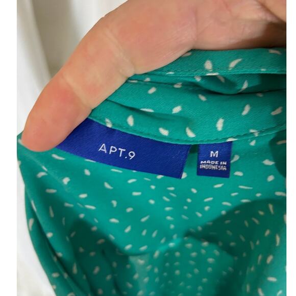 Apt. 9 Women's Size M Teal Button Up Roll Tab Sleeve Lightweight Blouse #0349 - Picture 8 of 14